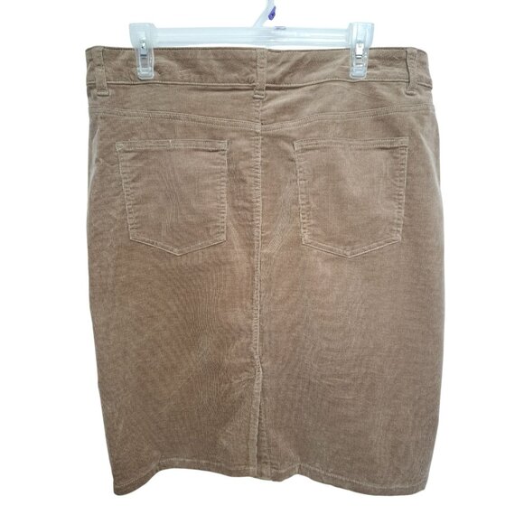 Y2K Chaps Womens 14 Khaki Corduroy Cottagecore Skirt Classic Fall/Winter Staple - Picture 2 of 10
